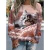 Cat 3d Print O-Neck Hoodie Women Fashion Cute Graphic Hoodies Women Sweats Outwear Coat Sportwear Clothes Lady