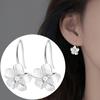 1 Pair Women Earrings Flower Pendant Cubic Zirconia Decor Copper Polished Floral Hook