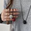 Fashion Oval Stone-Shape Necklace Hanging Pendant Women'S Hanging Rope Sweater Chain Women'S Accessories