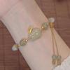 1 Pcs New Chinese Style Vintage Hand Ornaments Jewelry Gifts Jade Rabbit Bracelet Weave Rope Adjustable Vintage Beads Bracelets