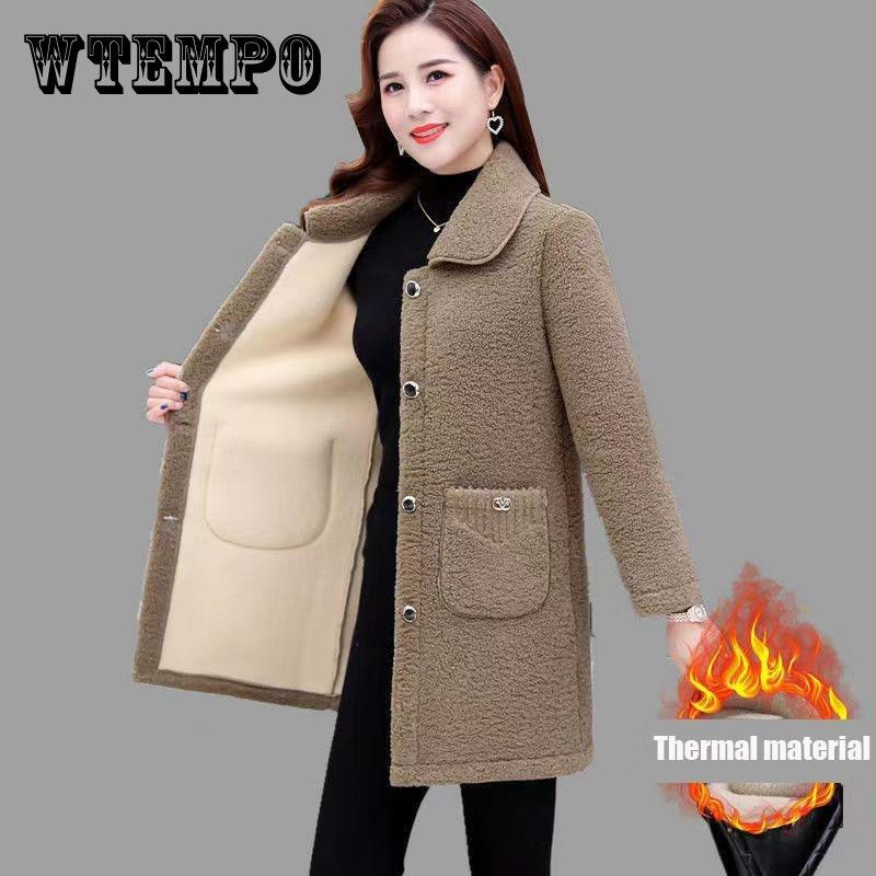 Women's Fleece Thickened Coat Winter Mid-length Coat