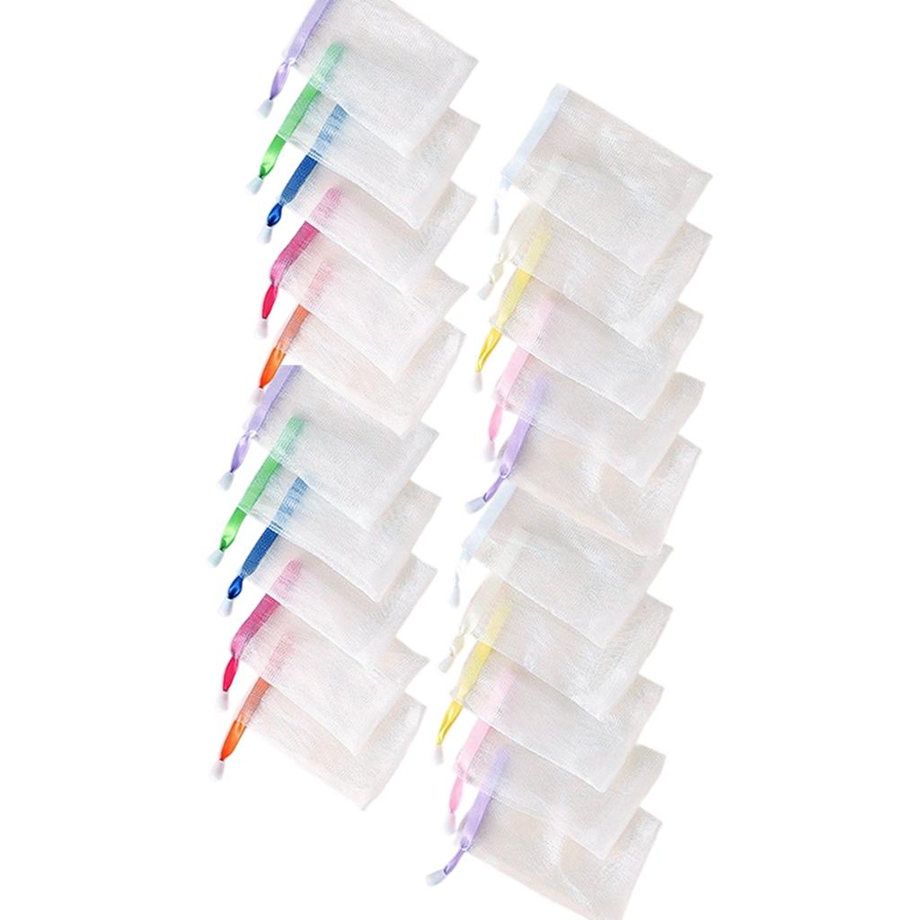 Gentle Facial Cleansing Net For Soap Bars Creates Rich Lather Quickly Soft PE Mesh With Hanging Rope For Bathroom Storage