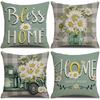 Spring Daisy Fresh Pillowcase Linen Printed Letter Simple Pillowcase Sofa Cushion Cover