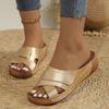 Women Fashion Gold Wedge Sandals Summer  New Lightweight Casual Platform Slippers Woman Plus Size Comfortable Beach Slides
