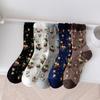 Harajuku Retro Woman Socks Vintage Ethnic Floral Print Japanese Kawaii Cute Socks Women Summer Mesh Thin Silk Lace Ruffle Socks