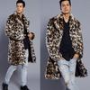 Mens Leopard Warm Thick Fur Collar Coat Jacket Faux Fur Parka Outwear Cardigan