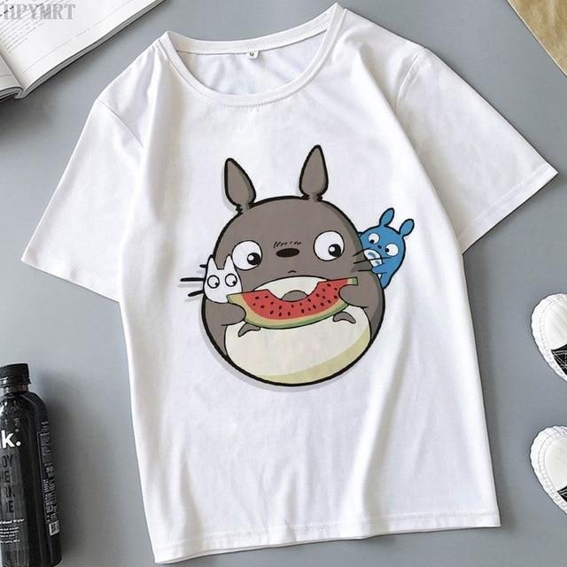 Plus Size Tops Women 'S T -Shirt Fashion Funny Totoro Print T Shirt Summer Harajuku Streetwear O -Neck Short Sleeve Tshirt Clothing