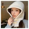 Korean Dongdaemen New Twinkle Horn Buckle Balaclava Women's Winter All-Match Scarf Knitted Hat Ear Protection