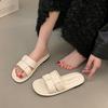 Flat Bottom Beautiful Cool Slippers Women's Summer Wear 2024 New High-end Soft Bottom Pregnant Women's Beach Black One-word Drag