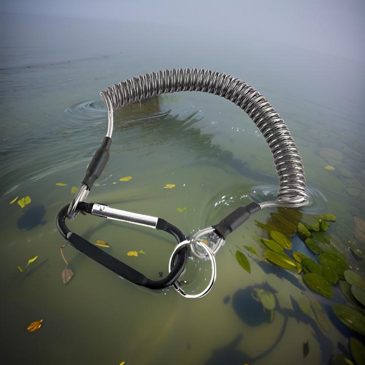 Retractable Elastic Steel Cable Fishing Lure Clamp with Anti-Lost Spring Rope