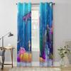Ocean Turtle Seahorse Coral Cartoon Window Curtain Bedroom Living Room Window Drapes Kitchen Decoration Blinds Curtain