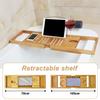Bamboo Bath Tray with Wine Glass Holder Non-Slip Handle Design Adjustable Bath Shelf Multi-functional Book Stand Bathroom