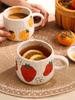 Hand Painted Ceramic Coffee Mug With Strawberry Pattern Design, Perfect For Home, Office, Event Gifts And Holiday Gifts, Hallowe