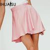 Women's Solid Colour Half-body Skirt High Waist Fashion One-piece Lace-up Skirt Chiffon Satin Wrap Skirt