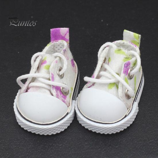 1 Pair Doll Shoes Mini Lace-Up Canvas Sneakers for 17cm Dolls Fingerboard Mini Finger Shoes Toy Accessory Realistic Design Creative Gift