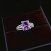 Sansheng Iii Square Women'S Ring Simulation 8X10 Rectangle Amethyst Ring Femininity High Carbon Diamond Ring