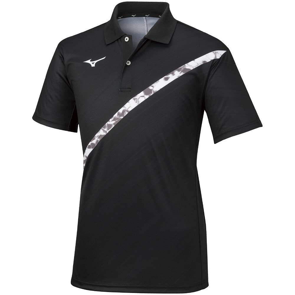 Mizuno Tennis Collared Game Short Black X Size Size S Wear, Shirt, Sleeve, Moisture-Wicking, Quick-Drying, White, 62JA1503,