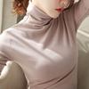 Women's Slim Fit Velvet Turtleneck Long Sleeve Solid Color T-Shirt for Spring and Autumn