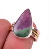 Ruby In Zoisite Handmade Lab-Created 925 Sterling Silver Two Tone Ring S.6 Q8c29