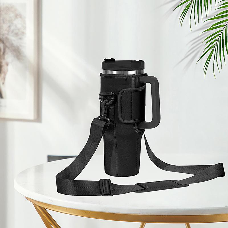 40Oz Water Bottle Carrier Bag Adjustable Shoulder Strap Mug Cups Sleeve Solid Color Bottle Holder For Outdoor Hiking