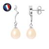 Earrings - - Ribbon - Cultured Pearls 8-9 Mm - White Gold - Women