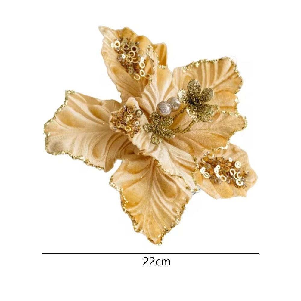 Simulation Christmas Glitter Flower 22cm Christmas Tree Decorations Home Xmas Decoration
