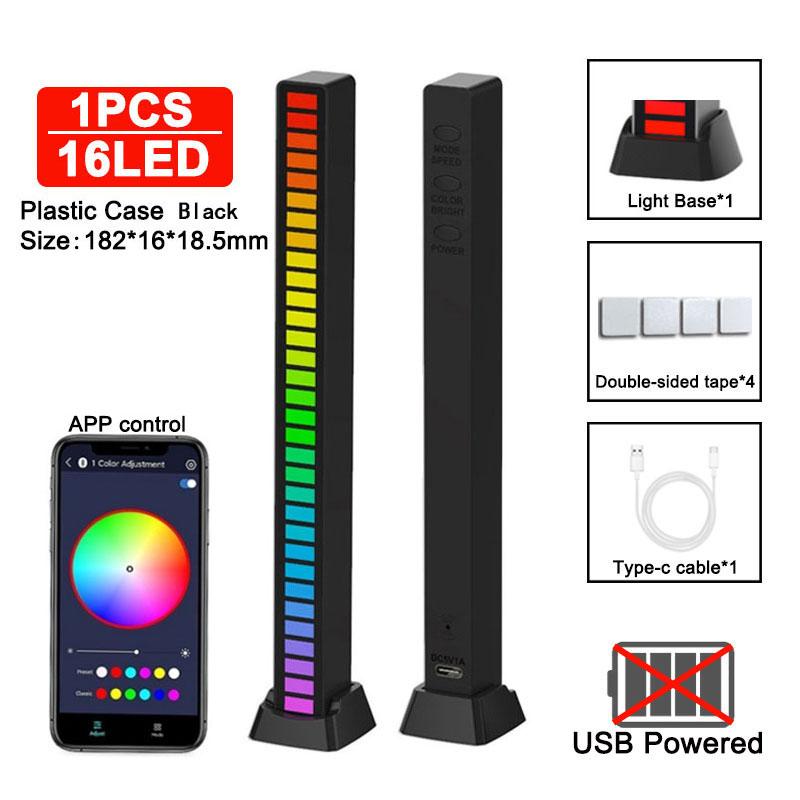 Sound Pickup Light RGB Colourful LED Lights App Controls Music Rhythm Neon Light Voice Activated Ambient Atmosphere Night Lights