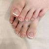24pcs Manicure Detachable Glitter Press On Nails Simple Foot Nails French False Nails White Edge