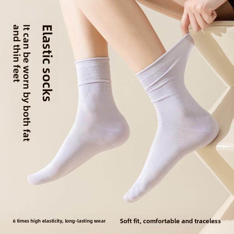 5 Pairs of Women's Spring and Summer Solid Color Breathable Sweat Absorption Deodorant Boneless Socks