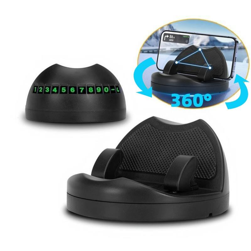 Rotatable Car Phone Holder Stand Desk Dashboard Sticking Smartphone Support GPS Navigation Car Mount With Parking Phone Number Plate