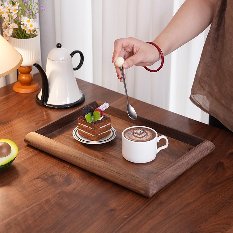 Black Walnut Wood Tray Rectangular Household Tea Tray Fruit Plate High Value Wood Dinner Plate