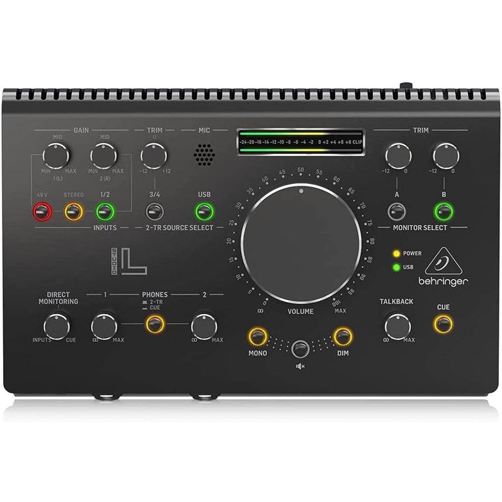 Behringer 2x2 USB Audio Interface 192kHz Compatible MIDAS Mic Preamp Talkback Microphone Studio Controller VCA Control STUDIO L Black Built-in
