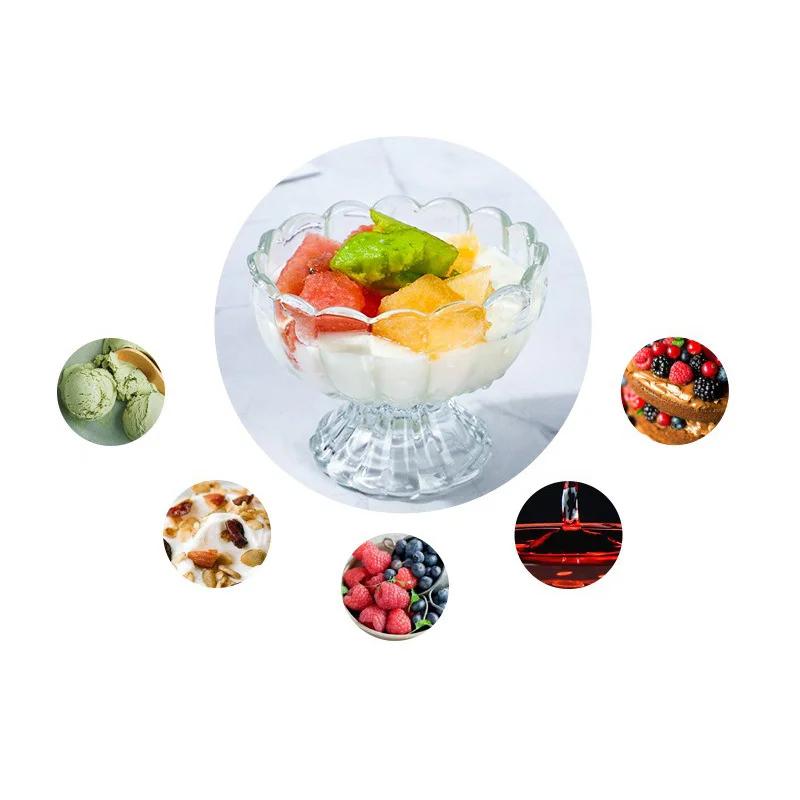 Petal Shape Ice Cream Yogurt Glass Cup Summer Pudding Dessert Cups Snack Nut Fruit Salad Bowl Wine Glass for Home Dessert Shop