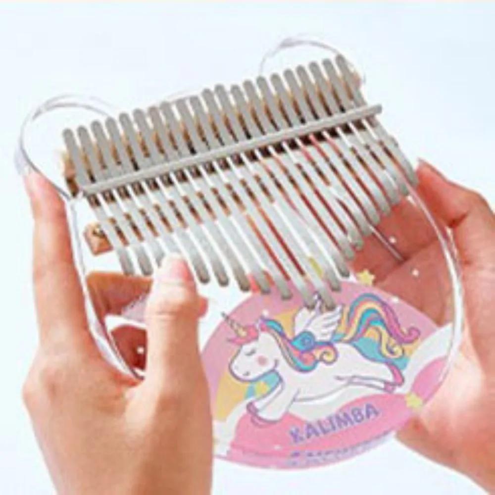 Acrylic Kalimba 17 21 Keys Cute Chromatic Kalimbas Sound Therapy Portable Mini Thumb Piano Children Beginners Practice Musical Keyboard Accessories