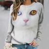 Women's Cat Big Head Cute Print Long Sleeve T-shirt Casual Loose Pullover Female Streetwear Cute Tops Fashion Trend