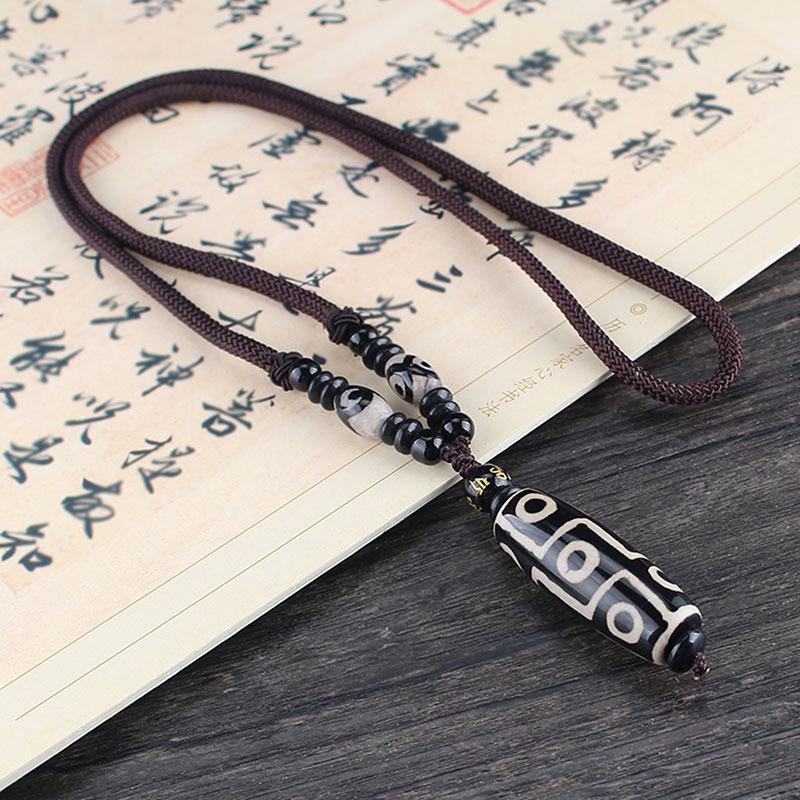 1PC Portable Natural Tibet Bead Good Luck Gift Versatile Nine Eye Tibet Dzi Pendant Choker Nacklace