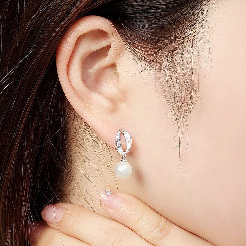 Women's Pearl Earrings Romantic Daily Ear Cuffs 925 Silver Earrings 925 Silver Earrings Point Earrings