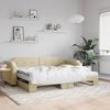 VidaXL Daybed with Trundle and Mattress Cream 90x200 Cm Fabric 3197656