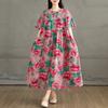 2025 Summer Women Plus Size Dress Floral Dress Elegant Basic Casual Loose Maxi Vintage Dress
