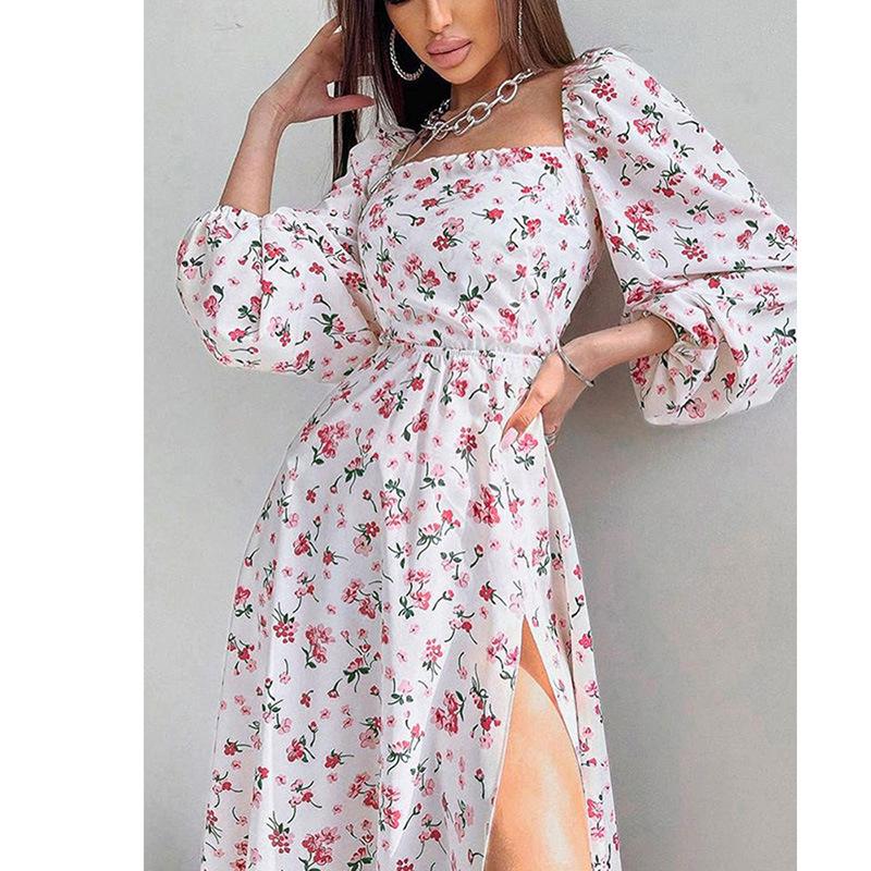Summer Women's Dress Street Sexy Slit Midi Dresses Casual Dresses