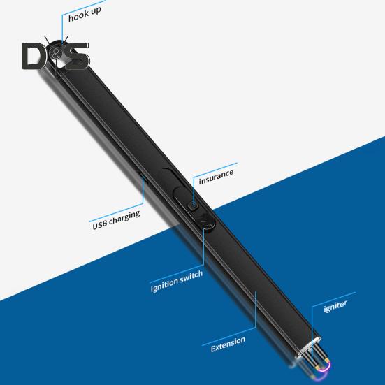 1 комплект, электрический воспламенитель с длинной ручкой, портативный ветрозащитный воспламенитель с зарядкой через USB для кемпинга, пикника, домашнего использования