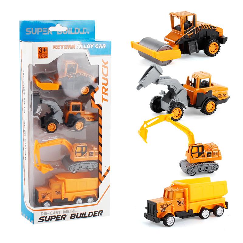 Pull Back Alloy Construction Vehicle Excavator Sliding Alloy Vehicle Model, Children'S Mini Set Alloy Construction Vehicle
