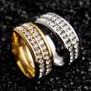 Modish Double Rows Rhinestones Titanium Steel Wedding Jewelry Ring