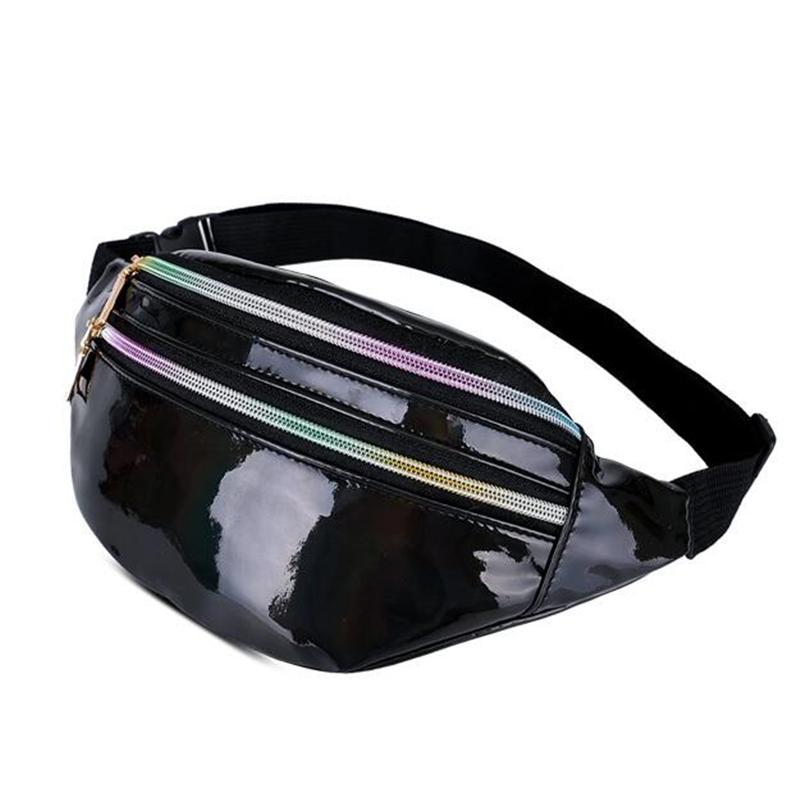 Simple Style Waist Pack for Women Shiny Laser Bum Hip Belt Bag for Girls Party Purse Small Chest Packs
