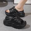 New High Heel 9 Cm Platform Slipper Women Summer Height Increasing Shoes Girl New Chunky Sole Slides Woman Wavy Pattern Slippers