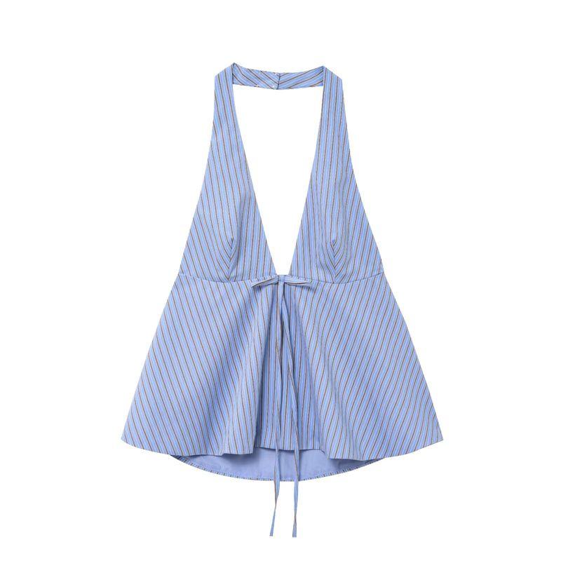 Araltay New Arrival Women's Clothing Fashion Style Fashion All-Match Bowknot Decoration Hanging Collar Open Back Tops 29350