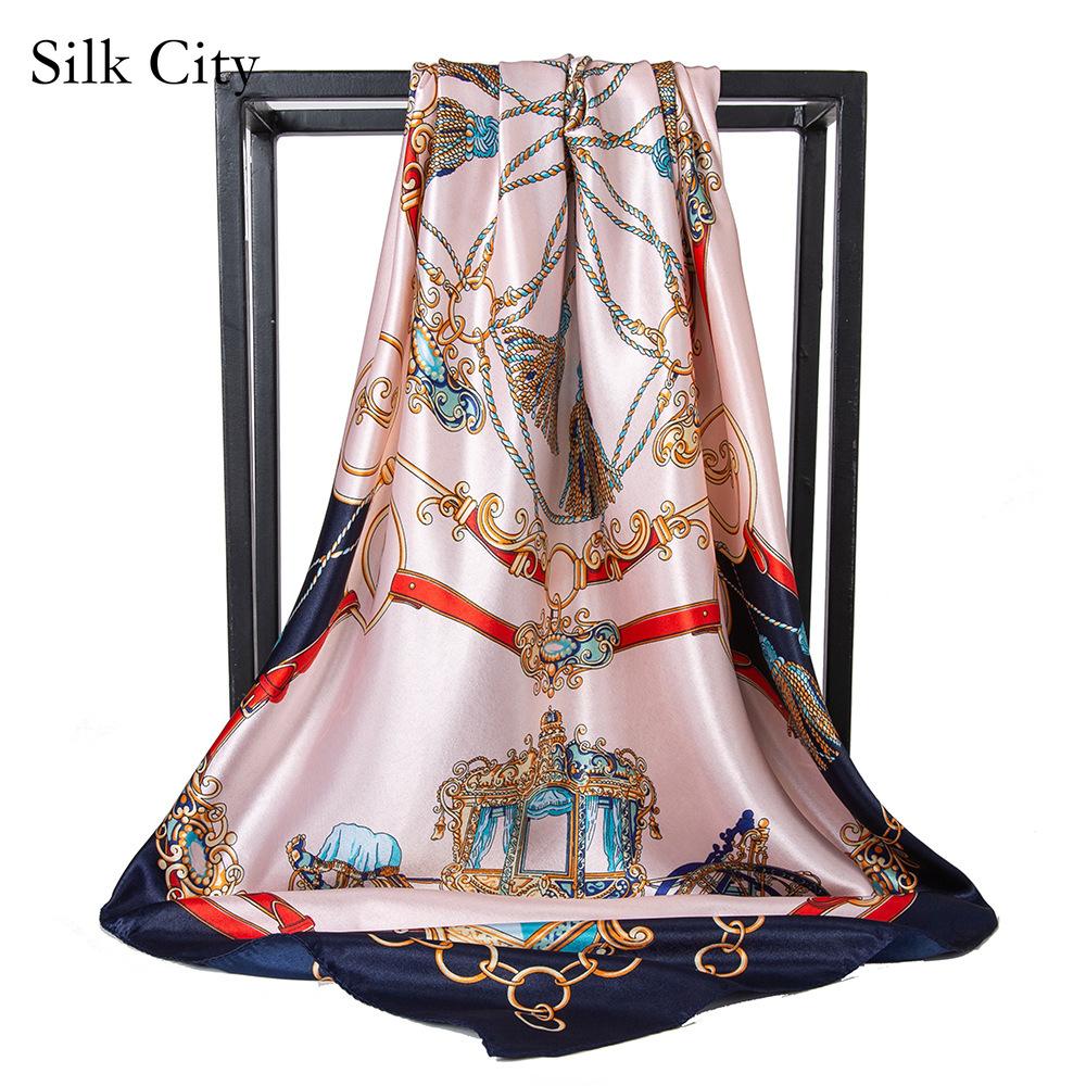 High-quality Luxurious Silk Scarves Headband Scarfs Neck Scarf For Women Chain Silk Scarf Women's Decorative Shawl