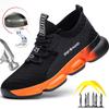 Work Shoes Men Fashion Breathable Steel Toe Work Shoes Lightweight Industrial Puncture Proof Non-slip Work Safety Boots