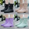 Rain Boots Women's Mid-Calf Rain Boots Edge Wear-Resistant Lightweight Wading Shoes Kitchen Galoshes