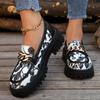 Fashion 2024 Brand Women's Shoes Loafers Women's High Heels Fashion Printing Casual Pumps Women New Metal Decoration Platform Heels
